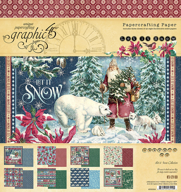 Almohadilla de colección Graphic 45 Let It Snow de 8" x 8"